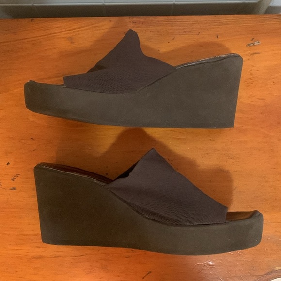 Cordani Women's Lucy Stretch Slide On Micro Wedge in chocolate brown. - Picture 2 of 8